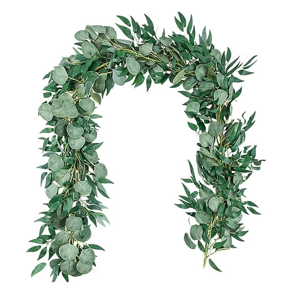 (Clearance) pdqouc Fake Greenery Garlands Artificial Silver Eucalyptus Garland in Grey Green and Twigs Garland Intertwined Together for Rustic Wedding Arch Doorways Table Runner Decoration