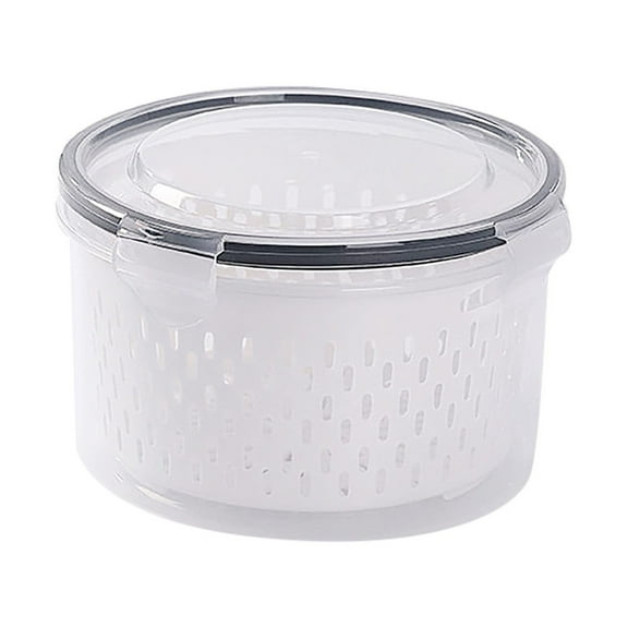 (Clearance) pdqouc Fruit Food Fridge Storage Containers with Clip-On Lid,Removable Draining Basket,Lifting Handle and Pressure Relief Valve for Camping,Gathering,Vege Bean Corn Salad Prepared