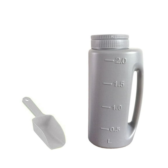 (Clearance) pdqouc Lawn Seed Spreader, Handheld Shaker for Lawn Seeds, Ice Melt Salt, Calcium, Deicer, Weed and Feed Spreader, 2 Liter, with Handle & Spatula