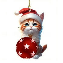 (Clearance) pdqouc Ornaments for Christmas Tree 1Pc Decoration Cat Christmas Ball X-Mas Hanging Christmas Decorations for Tree Holiday Party Vintage Reindeer New Year for Tiny Christmas Tree Craft