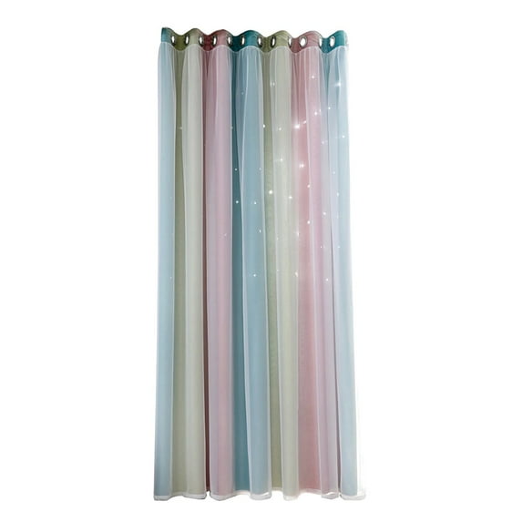 (Clearance) pdqouc Rainbow Blackout Curtains for Kid Girls Bedroom Living Room Darking Stripe Double Layer Star Cut Out Wall Home Decor Gradient Rings Window Curtains