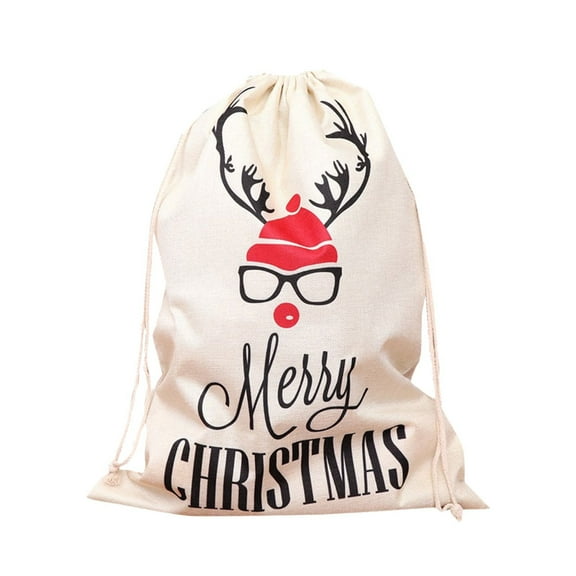 (Clearance) pdqouc Santa Sacks Christmas Canvas Burlap Gift Bags Personalized Storage with Drawstring for Extra Large Xmas Stuffers Presents Bags, Party Favor Decorations