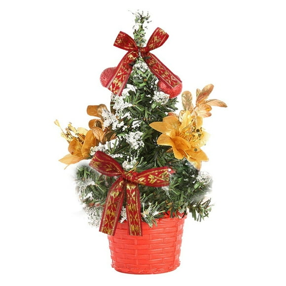 (Clearance) pdqouc Tabletop Mini Christmas Tree Artificial Mini Xmas Pine Tree Miniature Pine Christmas Tree with Linen Base for Christmas Decorations Indoor Home Kitchen Dining Table(7.87 Inch)