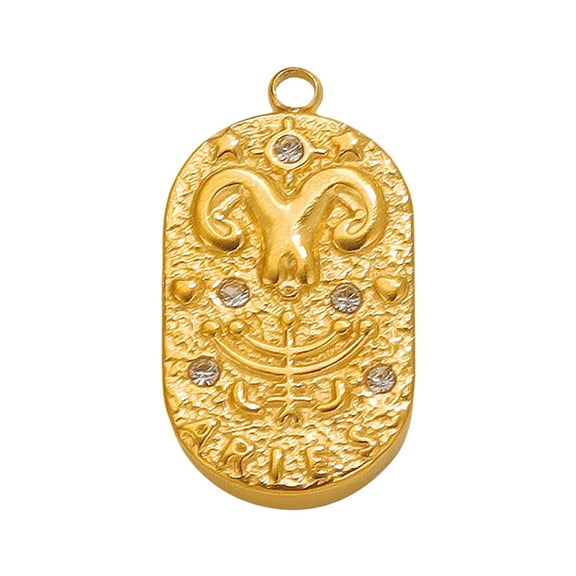 (Clearance) pdqouc Zodiac Tarot Charms Pendant Tarot Card Charms Vintage Magic Tarot Card Pendants Good Luck Amulet Pendants Divination Stainless Steel Charms (Gold)