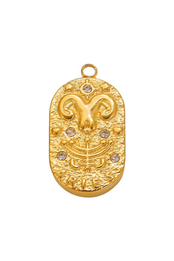 (Clearance) pdqouc Zodiac Tarot Charms Pendant Tarot Card Charms Vintage Magic Tarot Card Pendants Good Luck Amulet Pendants Divination Stainless Steel Charms (Gold)