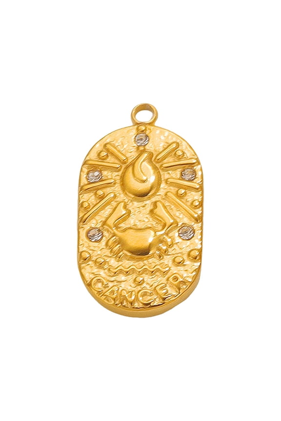 (Clearance) pdqouc Zodiac Tarot Charms Pendant Tarot Card Charms Vintage Magic Tarot Card Pendants Good Luck Amulet Pendants Divination Stainless Steel Charms (Gold)