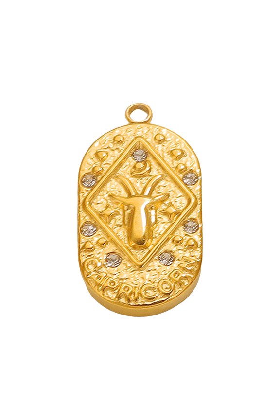 (Clearance) pdqouc Zodiac Tarot Charms Pendant Tarot Card Charms Vintage Magic Tarot Card Pendants Good Luck Amulet Pendants Divination Stainless Steel Charms (Gold)