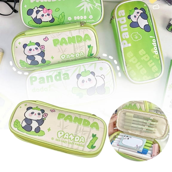 Clearance pencil case under $5,Cute Panda Pencil Case Large Capacity Pencil Bag Cute Zipper Pencil Bag (Available In Four Patterns) 1PC