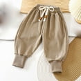 thumbnail image 1 of qolati Boys Girls Corduroy Harem Bloomers Pants for Baby Toddler Striped Bloomer Elastic Drawstring Baggy Sweatpants Casual Athletic Joggers Khaki 4 Years, 1 of 3