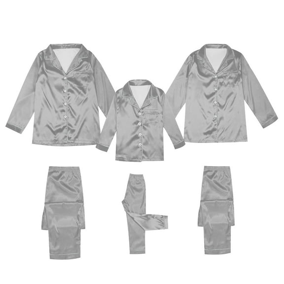 qolati Christmas Pajamas for Family Silk Satin Long SleeveButton Down Pjs Set Festival Party Sleepwear Family Christmas Pajamas Matching Sets