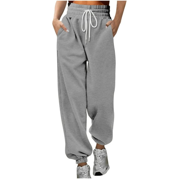 qolati Cinch Bottom Sweatpants Women Fleece Lined High Waisted Baggy Joggers Pants Sport Active Workout Active Lounge Pants with PocketsTrousers