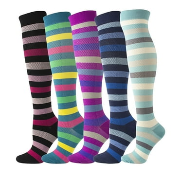 qolati Compression Socks for Women Men Colorful Printed Patterns Knee High Trouser Socks Compression Stockings for Running,Athletic,Nursing