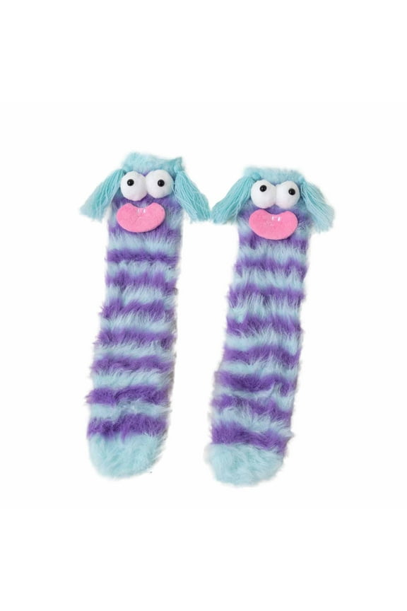 Cozy Soft Fuzzy Silly Socks for Women Girls Fluffy Slipper Novelty Knee High Socks Thicken Warm Winter Home Sleeping Socks