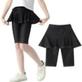 thumbnail image 1 of qolati Girls Knee Length Leggings with Skirt Stretchy Athletic Yoga Pants Summer Casual Pant Skirt Imitation Denim Capri Leggings Black 4 Years, 1 of 8