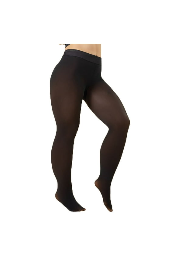 Plus Size Fleece Lined Tight for Women Fake Translucent Winter Warm Thermal Leggings Black Thick Pantyhose