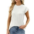 thumbnail image 1 of qolati Womens Short Sleeve Textured Tops 2024 Fashion Crewneck Knit T Shirts Solid Loose Casual Basic Tunic Tee Blouses, 1 of 3