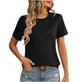 thumbnail image 1 of qolati Womens Summer Dress Tops Basic Crew Neck Short Sleeve T Shirts 2024 Casual Loose Fit Tunic Blouse, 1 of 3