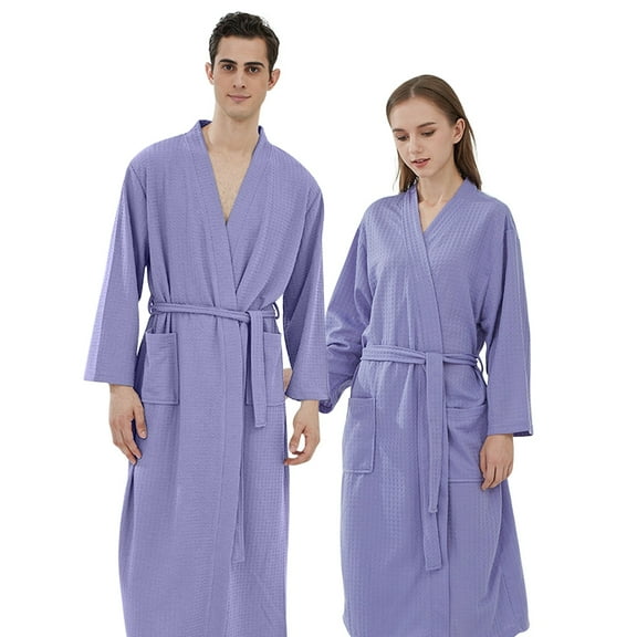 Clearance! robes for women terry cloth robes for women Ladies Men Couple Cloth Robe Sleepwear White Blue Polyester Dressing Gown Kimono Bath Robe Bathrobe For Hotel Home Big sales Purple