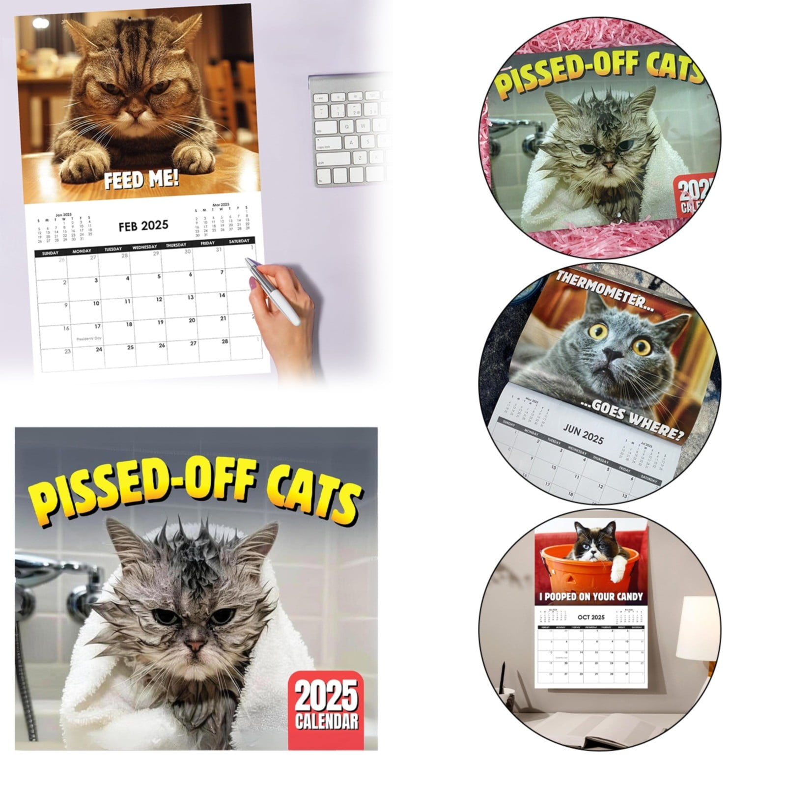 Clearance sale 2025 Angry Cat Calendar Peed off Cats Calendar Funny Cat