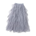 thumbnail image 1 of Beshee Midi Skirt Irregular Mesh Half Length Skirt Women's Multilayer Cake Skirt Poached Long Skirts for Women Grey L, 1 of 4