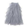thumbnail image 1 of Beshee Midi Skirt Irregular Mesh Half Length Skirt Women's Multilayer Cake Skirt Poached Long Skirts for Women Grey M, 1 of 4