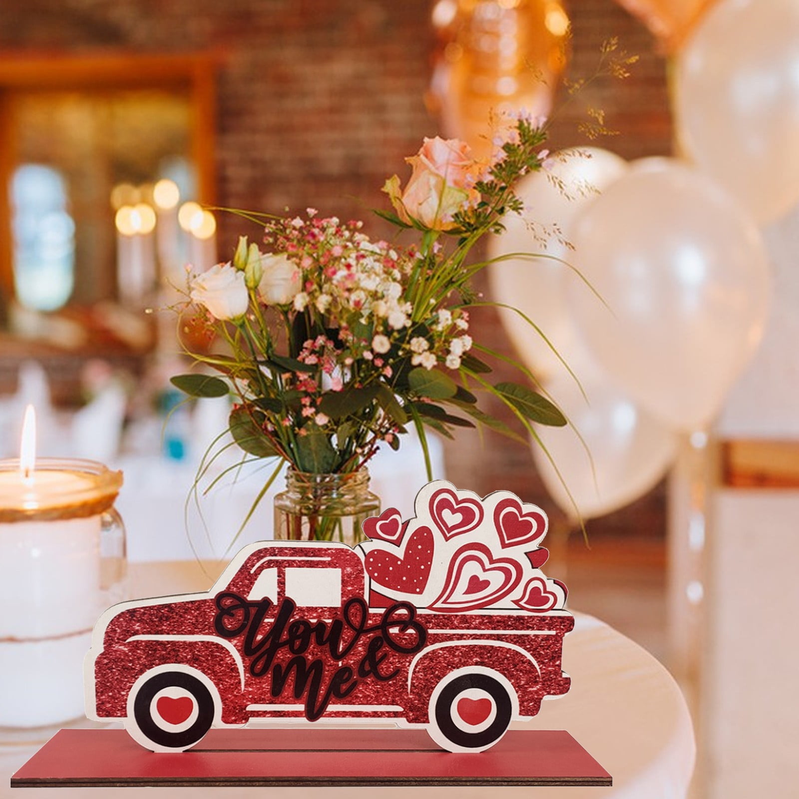 Clearance sale Valentines Mother's Day Wooden Table Top Decorations Red