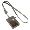 thumbnail image 1 of Clearance sale!ionze Badge Holder with Lanyard, Leather ID Name Badge Card Holder with Lanyard for ID Badges (Gray), 1 of 5
