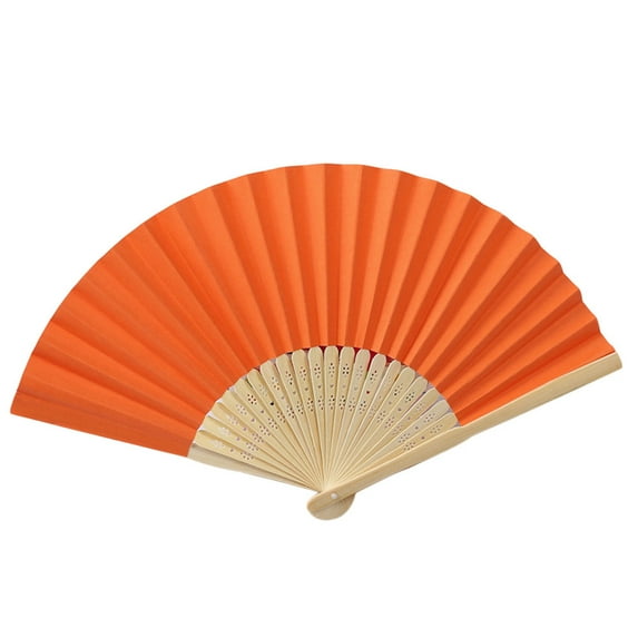 Clearance sale!ionze Handheld Folding Solid Hand Fan for Girls Summer Party Event Birthday Wedding Souvenir Gift (Orange)