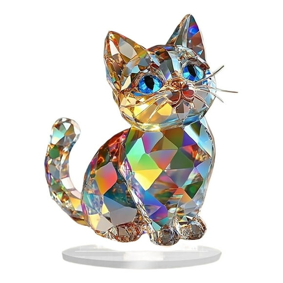 Clearance sales today deals,Colorful Desktop Standing Decoration Miniature Cat Decorative Desktop Decoration Acrylic Decorative Sign Cat Colorful 2D Flat Print Tabletop Animal Standing Ornament