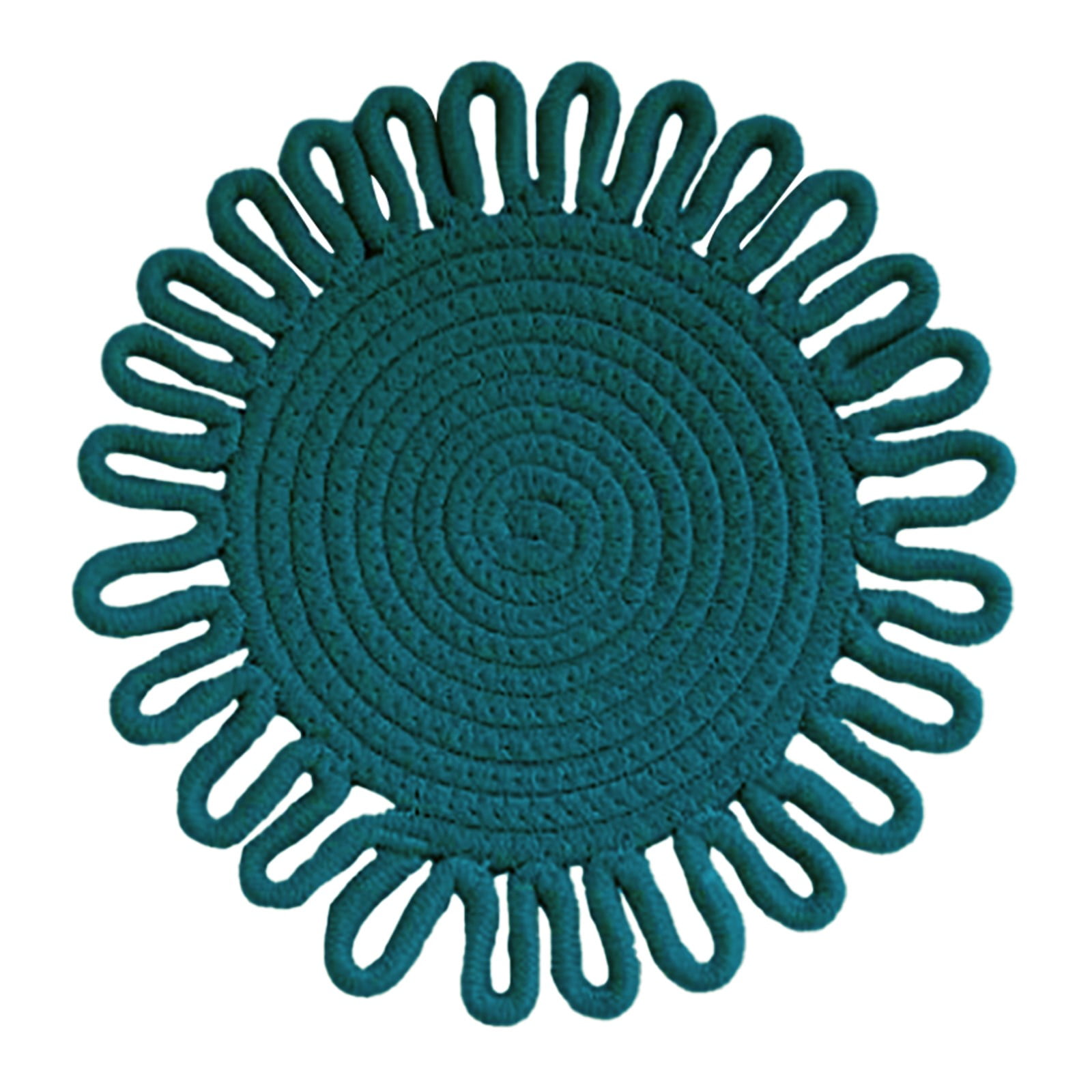 (Flowers) Cotton Rope Woven Placemats - Set of 3, 30cm Diameter Heat Resistant Kitchen Decor