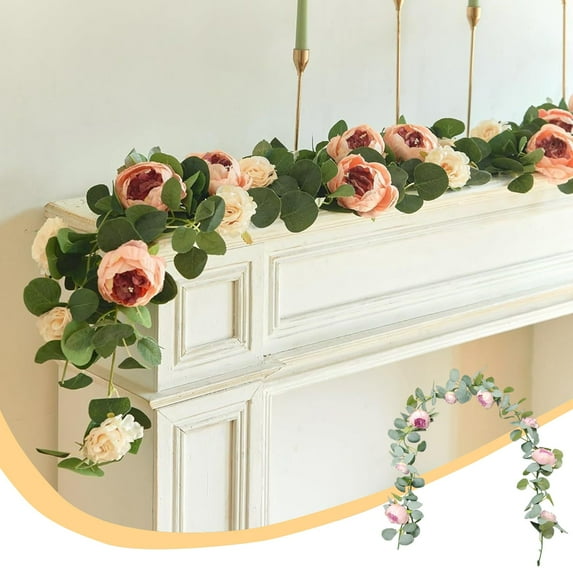 Clearance of savings! 5.3Ft Artificial Flower Garland With Roses Fake Rose Flower Garland Floral Vines For Wedding Home Party Table Runner Decor Artificial Flower Vines Fake Silk