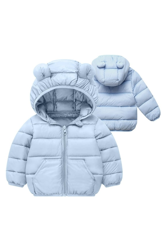 Newborn baby boy girl jacket winter clothes sweater outfit toddler puffer coat Toddler Kids Boys Girls Winter Fleece Padded Jacket Hooded Zip Jacket Coat Ndbuld Blue 4 Years