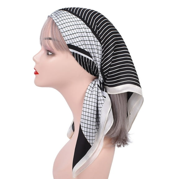 Clearance! scarves silk scarves Womens Silk Like HeadTop For Fashion Pattern Large Square Satin Headscarf Wraps Best Sale Black