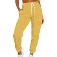 thumbnail image 1 of Clearance! sweatpants women women's pants Women's Solid Color Casual Sports Tie Up Waist With Plush Sweater Material Pants Best Sale Yellow, 1 of 4