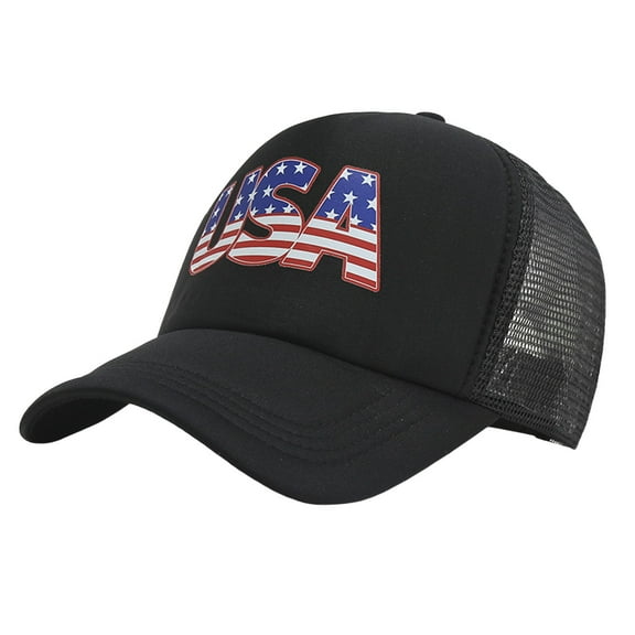 Clearance! trucker hat sun hats for women sun hats for men Baseball Cap European And American Printed Duck Tongue Net Hat American Flag Baseball Hat Clearance sales Black