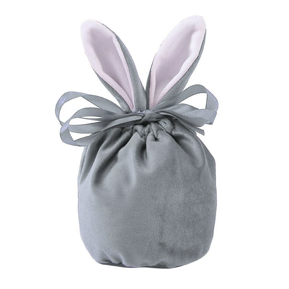Clearance under $1 Easter Gifts Bags Easter Bunny Ear Drawstring Candy Bags Easter Bags Velvet Goodie Bags for Easter Party Favors