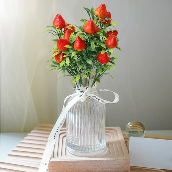 under $1 PEONAVET Artificial Strawberries Branches, Fake Plant Fruit Decoration for Home DIY Flower Arrangement Photography Props