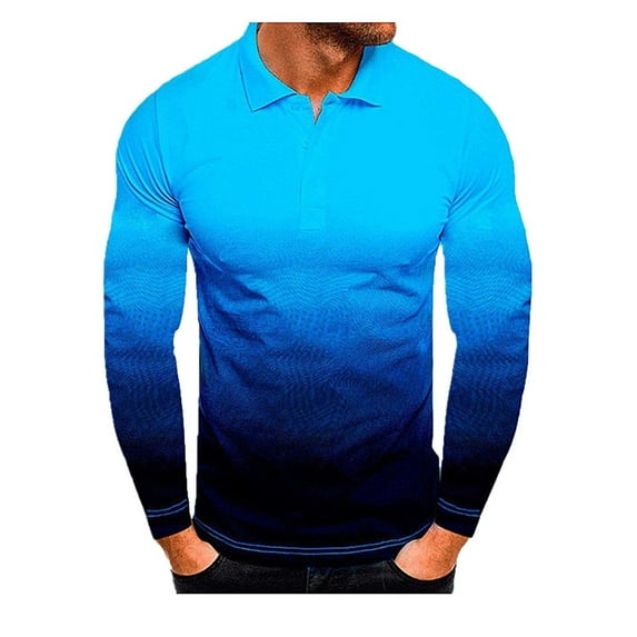 LYXSSBYX Long Sleeve Shirts for Men Printing Turn-Down Collar Pullover Tops Casual Basic Long Sleeve T-Shirt