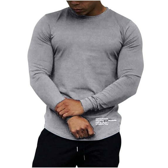 Clearance under 10.00 LYXSSBYX Long Sleeve Shirts for Men Men's Sports Running Cotton Stretch Long-Sleeved T-Shirt Plus Size