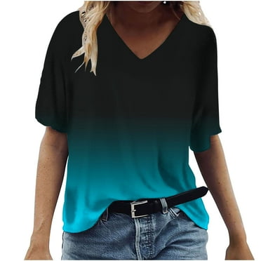 Clearance under 10.00 LYXSSBYX Summer Tops for Women 2024 Plus Size Womens Summer Tops V Neck T Shirts Printed Tops Loose Casual Tshirts