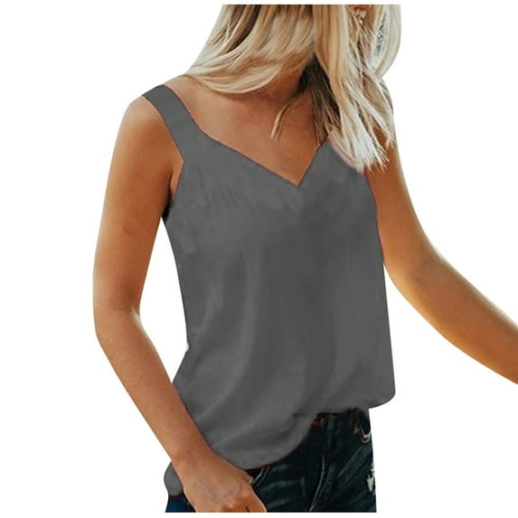 under 10.00 LYXSSBYX Tank Tops for Women Plus Size Women's Summer Casual Sleeveless Blouse V Neck Tops T-Shirt Vest for Women