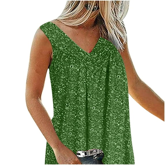 under 10.00 LYXSSBYX Tank Tops for Women Plus Size Women's V-Neck Sleeveless Tank Top Casual T-Shirt Top