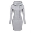 thumbnail image 1 of LYXSSBYX Womens Casual Dresses with Sleeves Womens Long Sleeve Solid Patchwork Round Neck Casual Long Hooded Sweatershirt Dress, 1 of 7