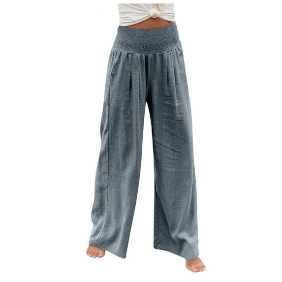 under 10.00 LYXSSBYX Womens Pants Women's Loose Wide Leg Pants High Waist Straight Pants Casual Pants