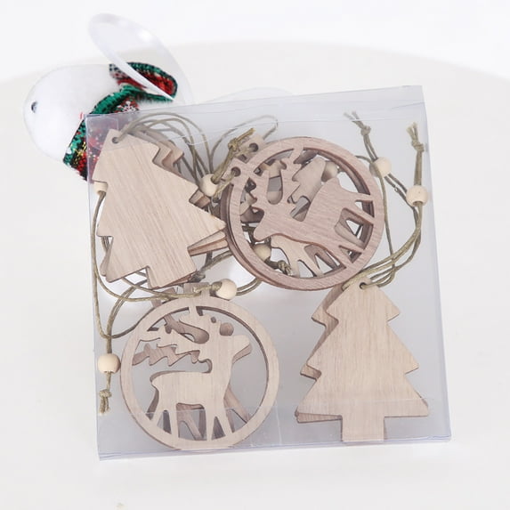 Black and Friday Deals Clearance under $10 Cotonie 12PC Set of Christmas Ornaments Wooden Christmas Tree Decoration Pendant DIY Ornaments