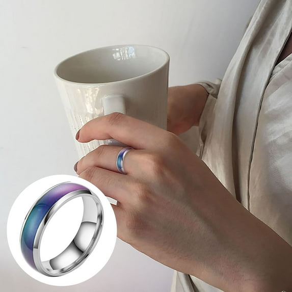 Clearance under $10 Cotonie Temperature Sensitive Color Change Rings Sensitive Glaze Multi-Color Changing Ring Light Plate for Couple Rings 1PC