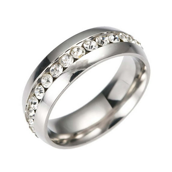 under $10 Cotonie Unisex Stainless Steel Rings Simulated Diamond Ring for Men And Women Full Diamond Couple Ring