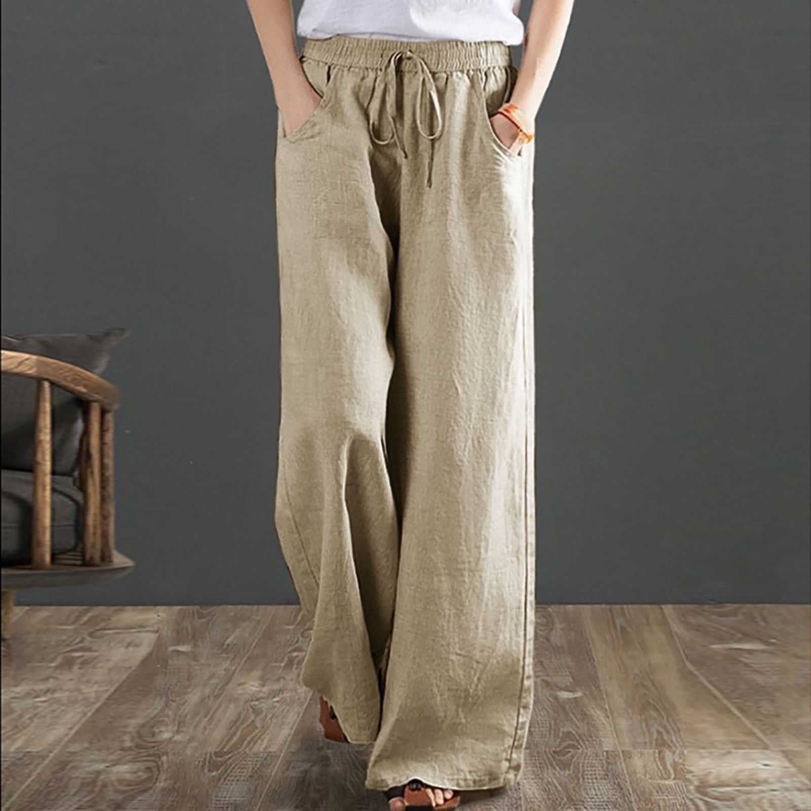 Summer Women's Pants Cotton Linen Large Size Casual Loose Ankle-length  Capri Pants Drawstring Harem Pants Women's W… | Pants for women, Wide  trousers, Fashion pants