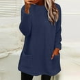 thumbnail image 1 of Clearance under 10!Sawvnm Women's Warm Fleece Round Neck Long Sleeve T-Shirt Casual Loose Pullover Winter Tops with Pockets Womens Tops, 1 of 4