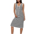 thumbnail image 1 of Flowy Dresses for Women Fashion Women's Stripe Print V-neck Sleeveless Lace Vent Slim Fitting Dress, 1 of 8